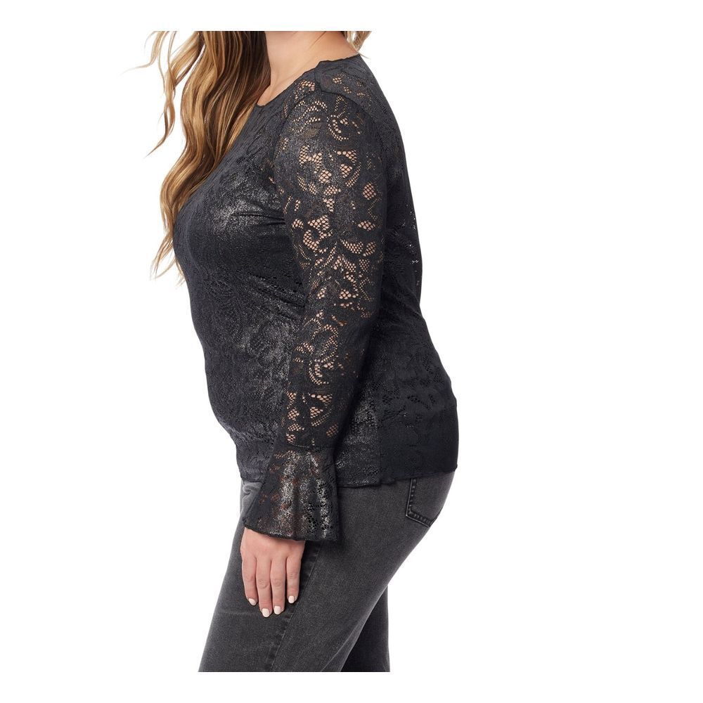 Women's 0X Bell Sleeve Lace Mesh Top Blouse Y2K Whimsigoth Festival Office Retro - Picture 5 of 6
